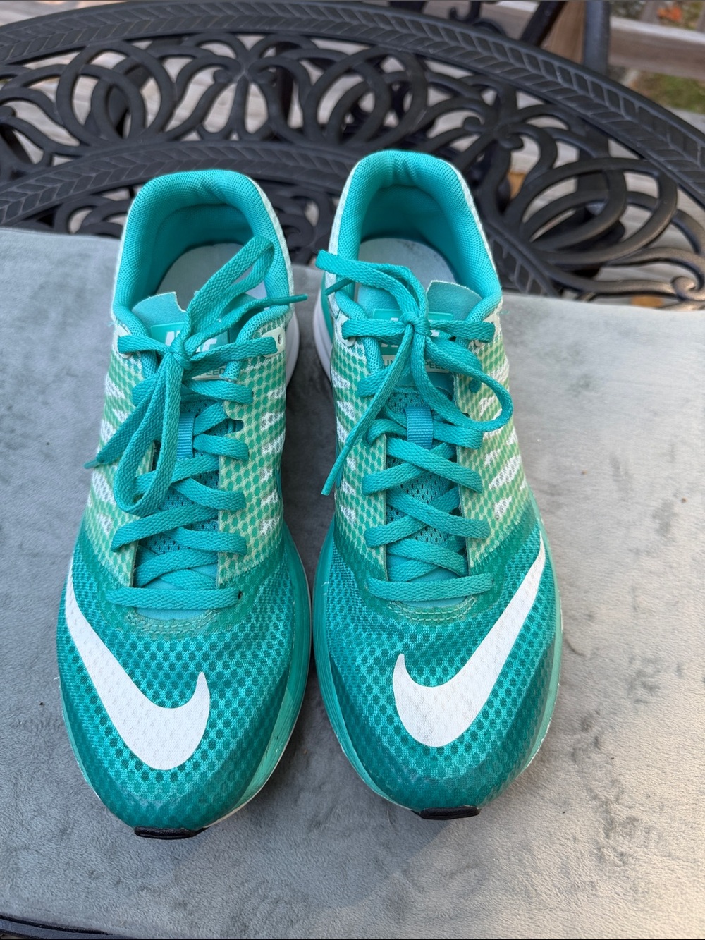 Women’s Teal and White Mesh Running Sneakers